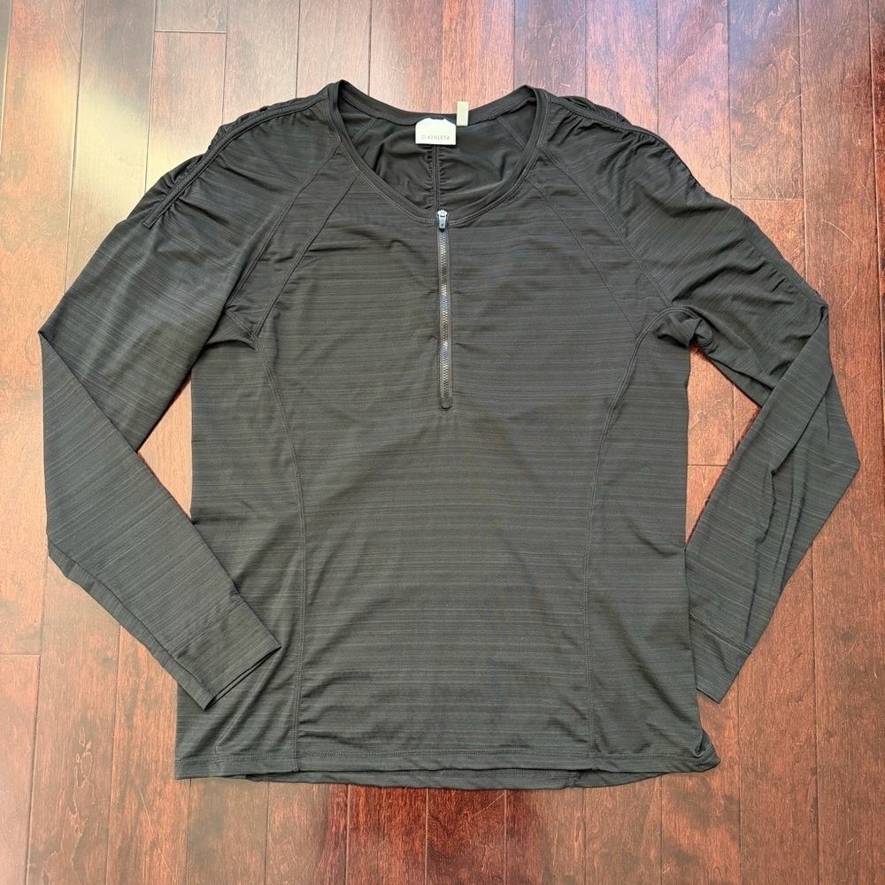 Athleta Women's Pacifica UPF Long Sleeve Size 2X XXL Pullover 1/2 Zip Black Gym